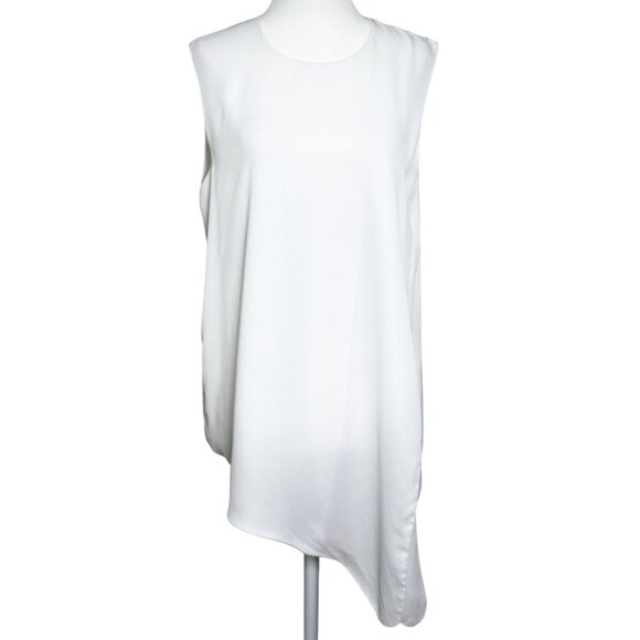 ShineStar Womens Top Size L White Asymmetrical Sleeveless Polyester Lightweight - Picture 1 of 7
